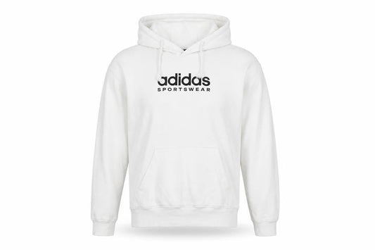 Front view of Adidas Men's White Hoodie, Small, Pullover, Logo Design