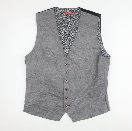 Ted Baker Men's Grey Waistcoat Size 4 Cotton Elegant