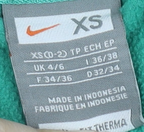 Brand and care label for Nike Women's Green XS Fleece Jacket - Full Zip, Light