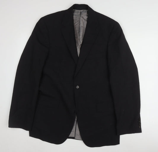 Hugo Boss Men's Black Blazer 38L Single-Breasted