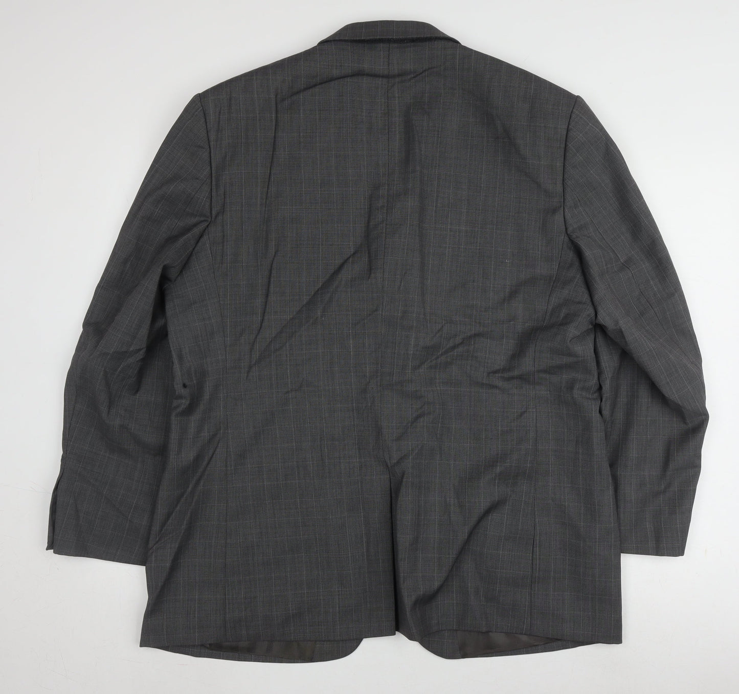 Marks and Spencer Men's Grey Check Blazer, Size 44S, Three-Button