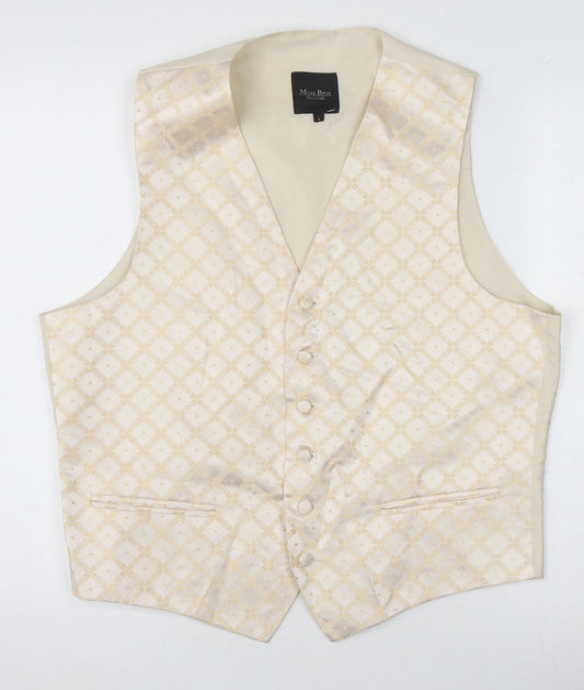 Moss Bros Men's Ivory Waistcoat in L Size - Perfect for Weddings