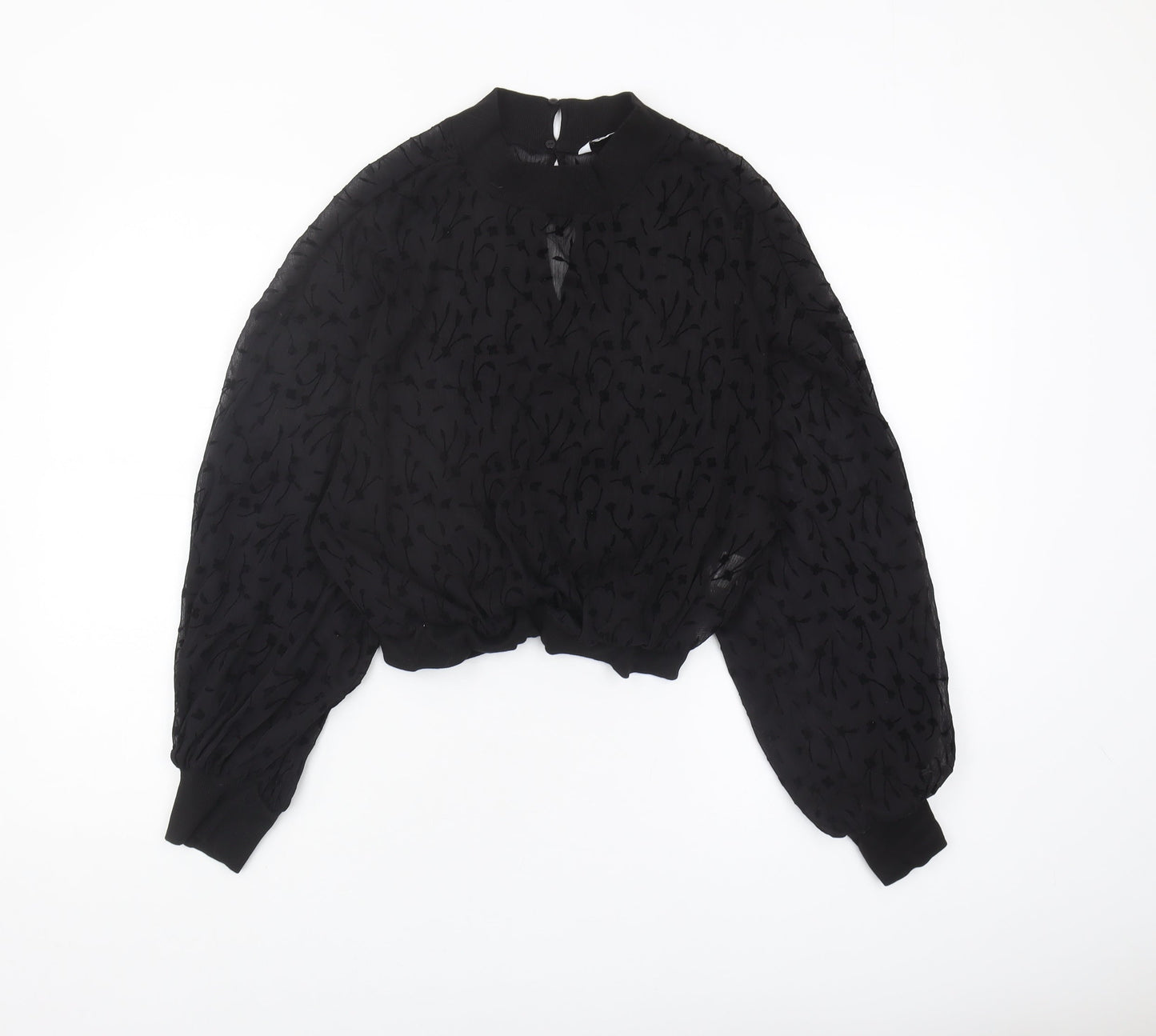 Zara Women's Black Blouse, Size 12, Balloon Sleeve