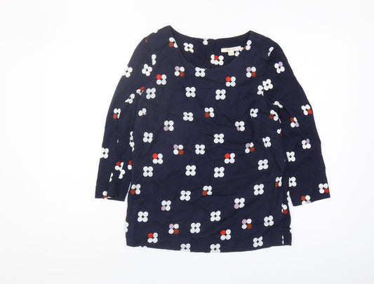White Stuff Women's Blue Floral Top UK 8 Boat Neck