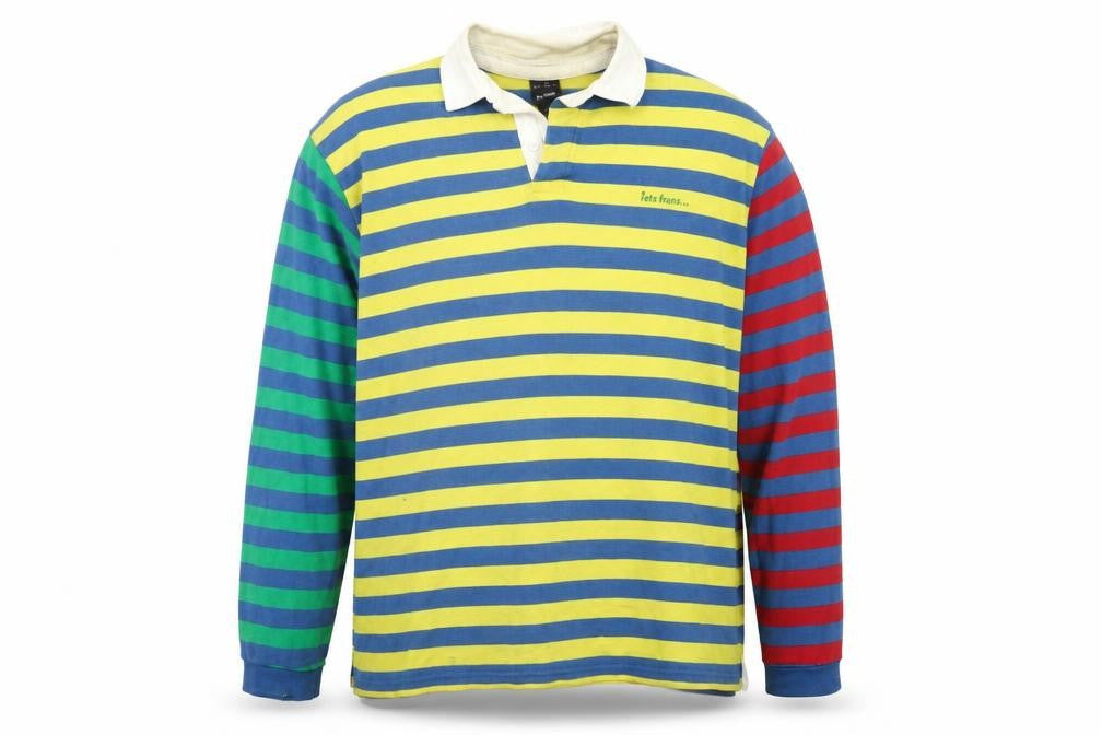 iets frans Men's Multicoloured Striped Polo Shirt M
