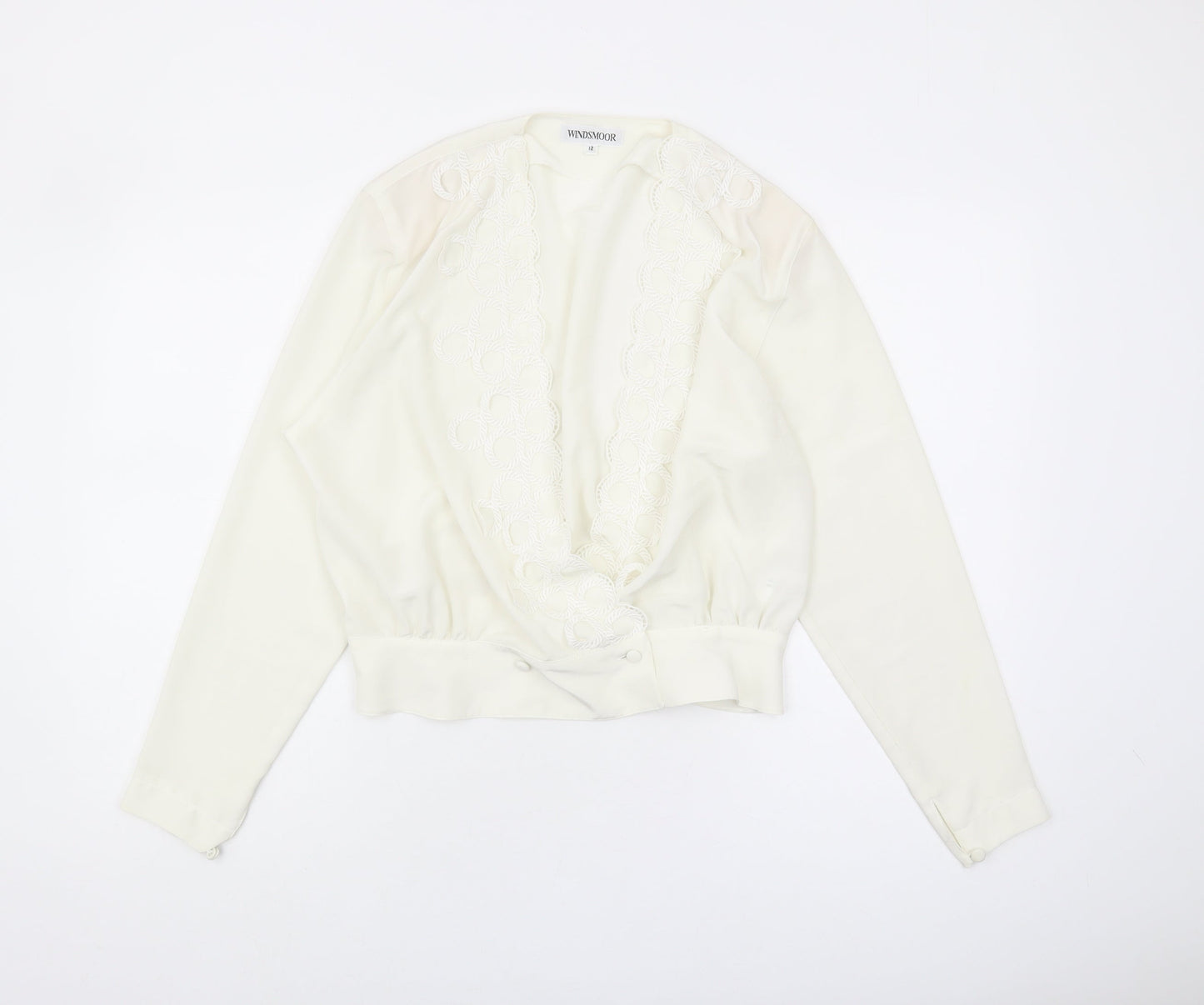 Windsmoor Women's Ivory Blouse Size 12 Long Sleeve