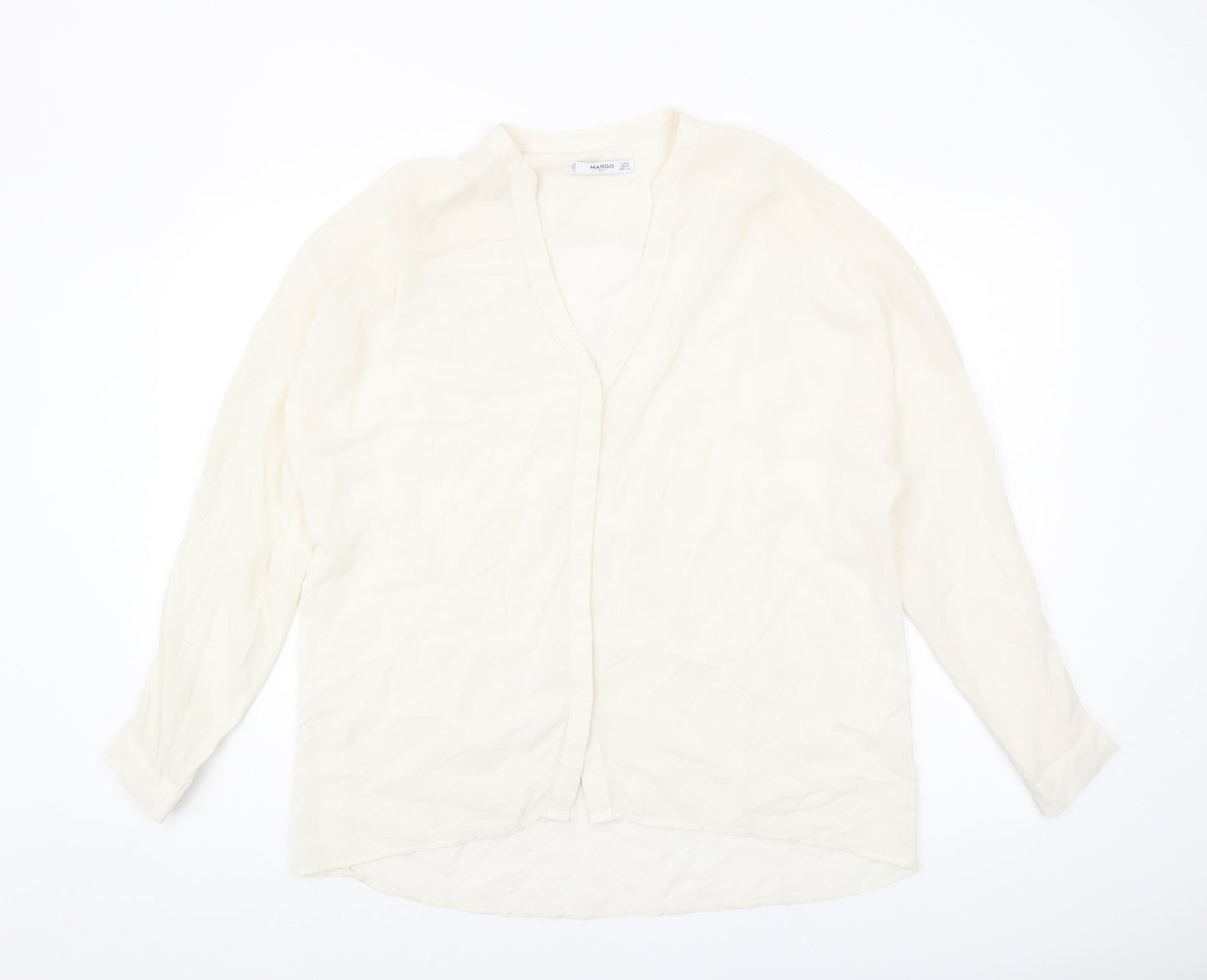 Mango Women's Ivory Long Sleeve Blouse Size S