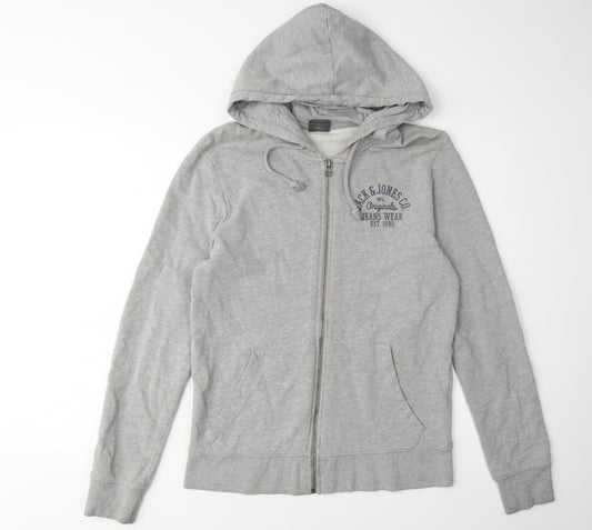 Jack & Jones Men's Grey Full Zip Hoodie S