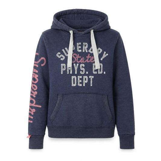 Womens UK M Regular Superdry Blue Pullover Hoodie