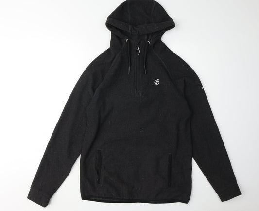 Dare2b Men’s Black Hoodie S Logo Accents Zip Neck