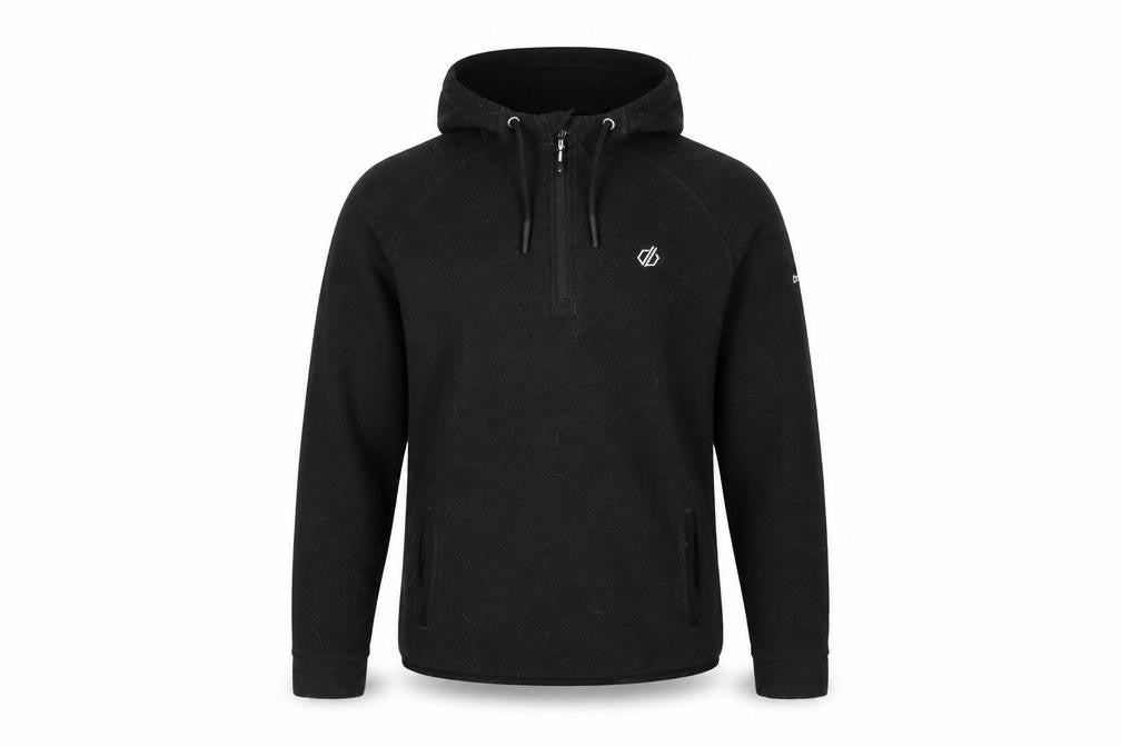 Dare 2b Men’s Black Hoodie S Logo Accents Zip Neck