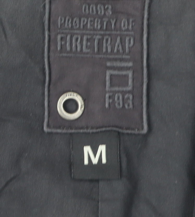 Firetrap Men's Black Jacket M Collared Button Cotton