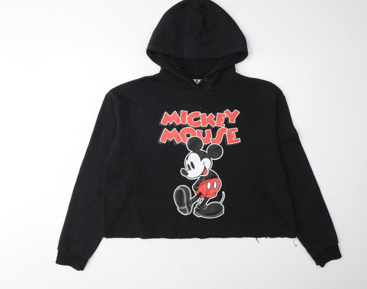 Disney Women’s Black Hoodie - L - Mickey Mouse Graphic