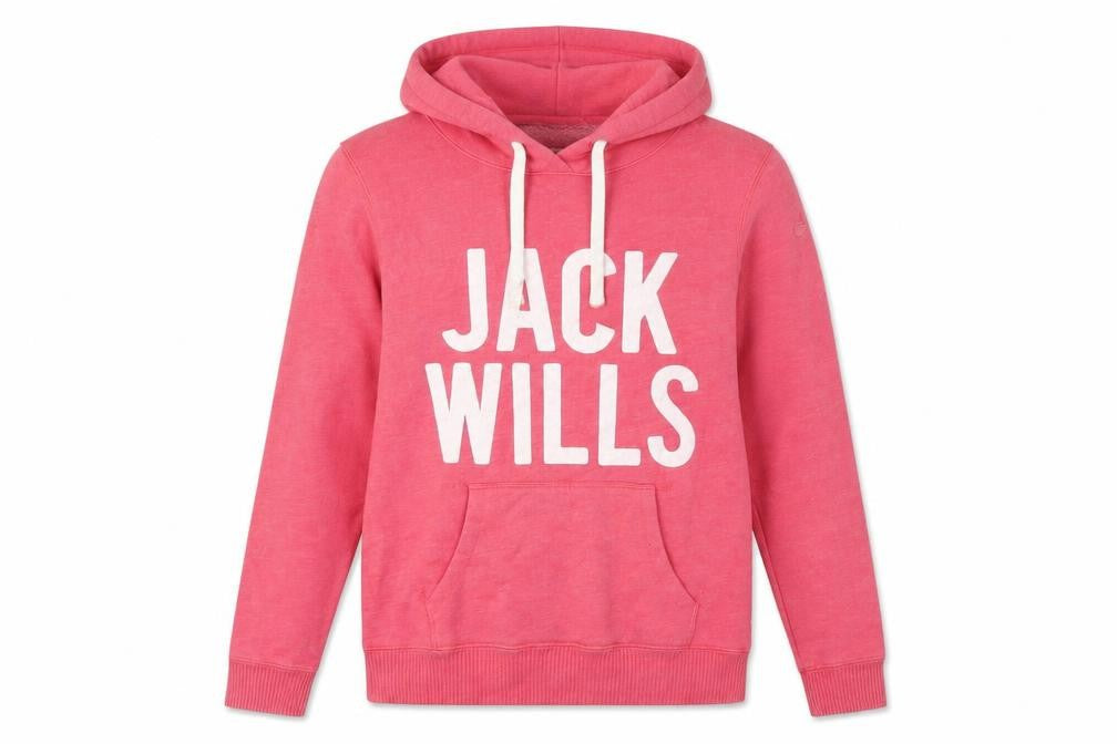Womens UK 12 Regular Jack Wills Pink Pullover Hoodie