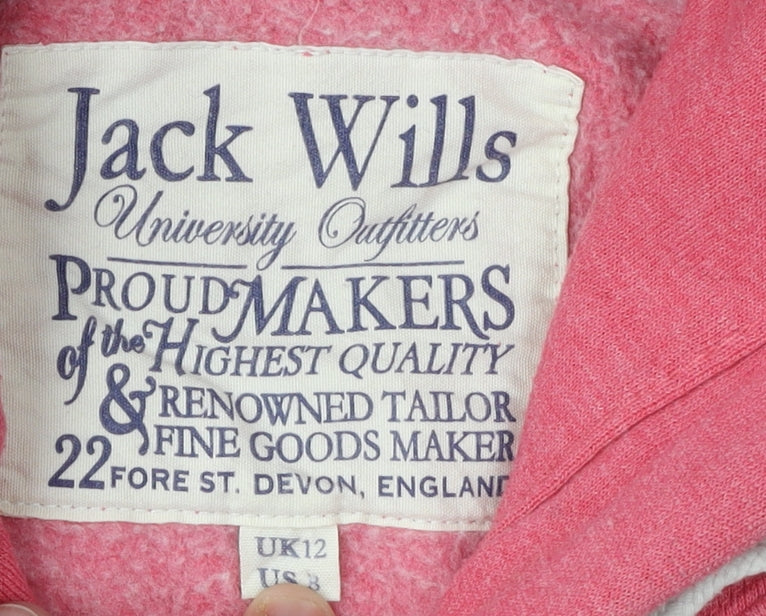 Jack Wills Women's Pink Hoodie, Size 12, Casual Pullover