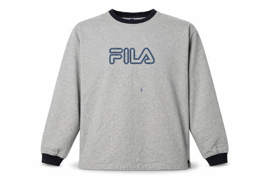 Front view of Fila Men's Grey 2XL Pullover Sweatshirt Logo Accent