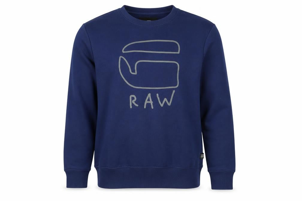 Front view of G-Star RAW Men's Blue M Graphic Pullover Sweatshirt