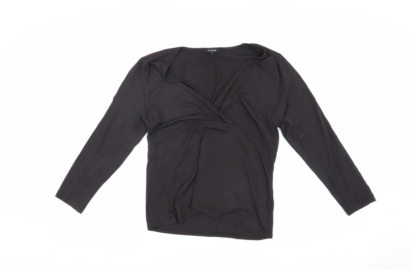 Linea Women's Black Wrap Top, M, Viscose Elastane
