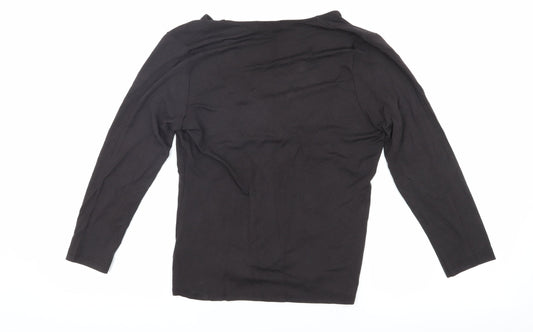 Linea Women's Black Wrap Top, M, Viscose Elastane