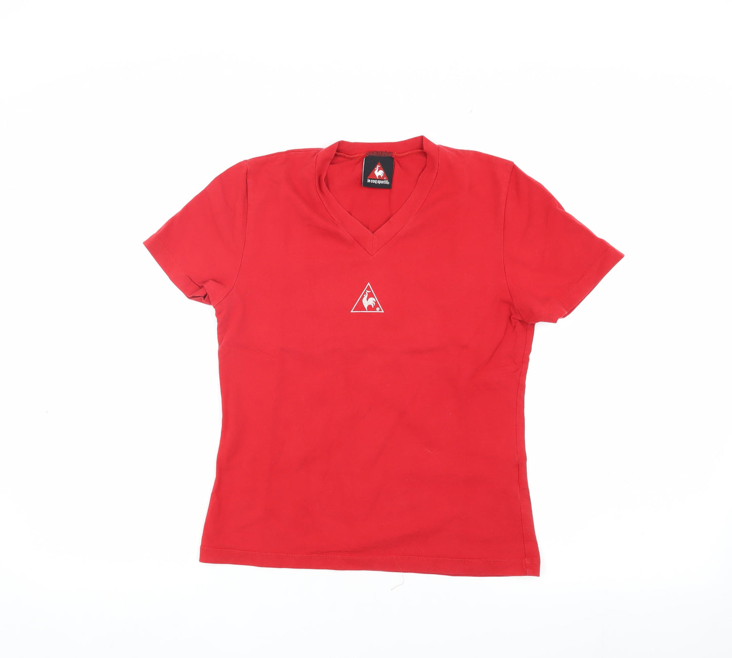 Le Coq Sportif Women's Red V-Neck T-Shirt M