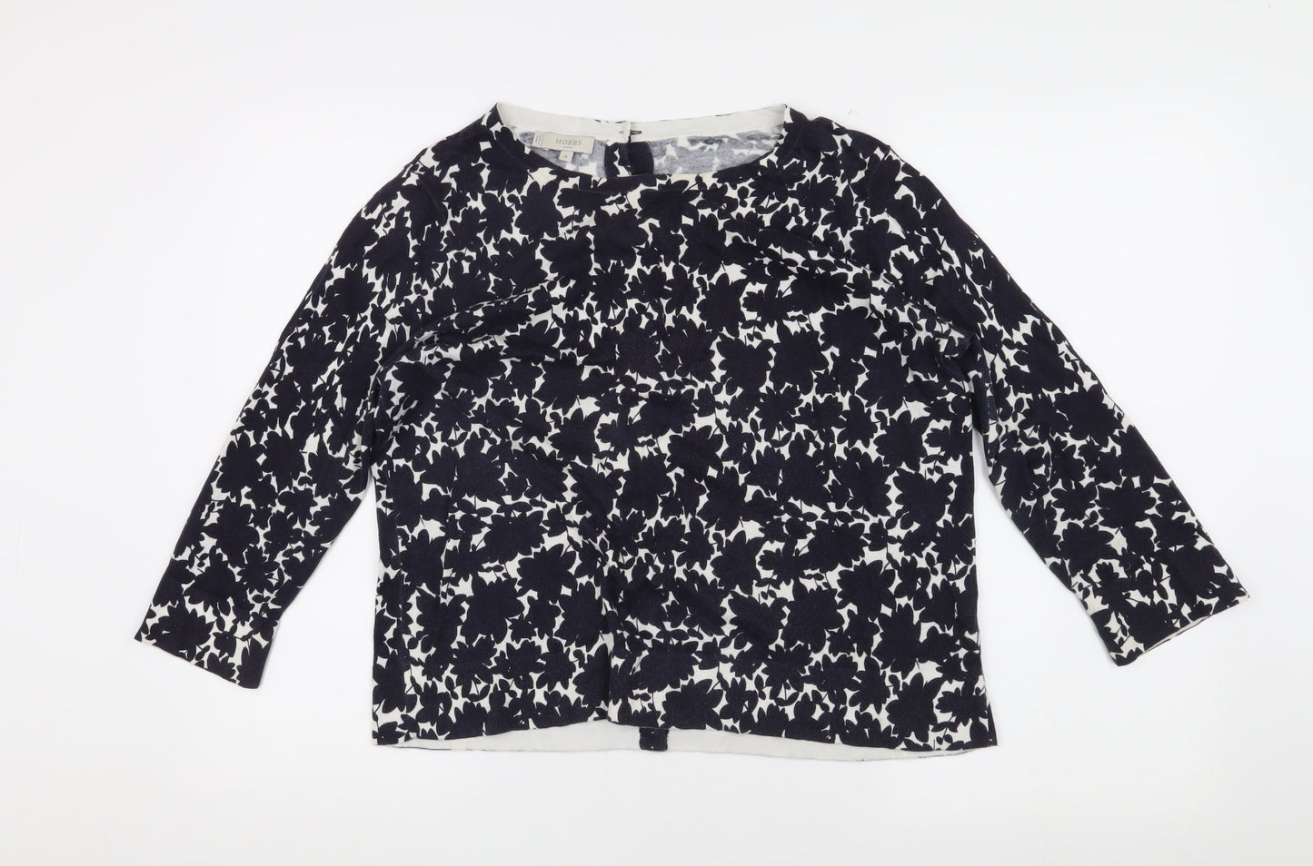 Hobbs Women's Blue Floral Blouse M Long Sleeve