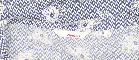 O'Neill Women's Blue Floral Cotton Blouse M Short Sleeve