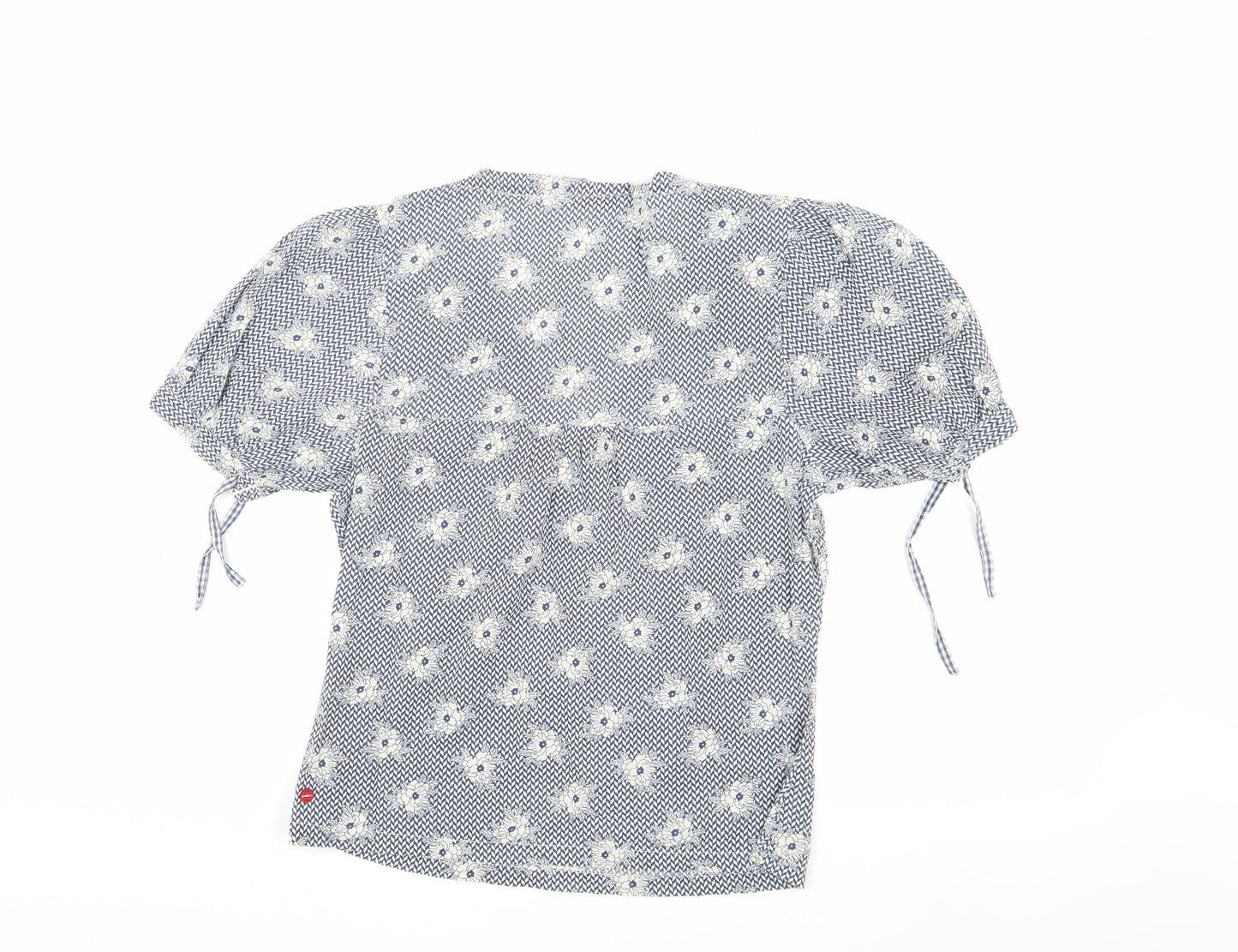 O'Neill Women's Blue Floral Cotton Blouse M Short Sleeve