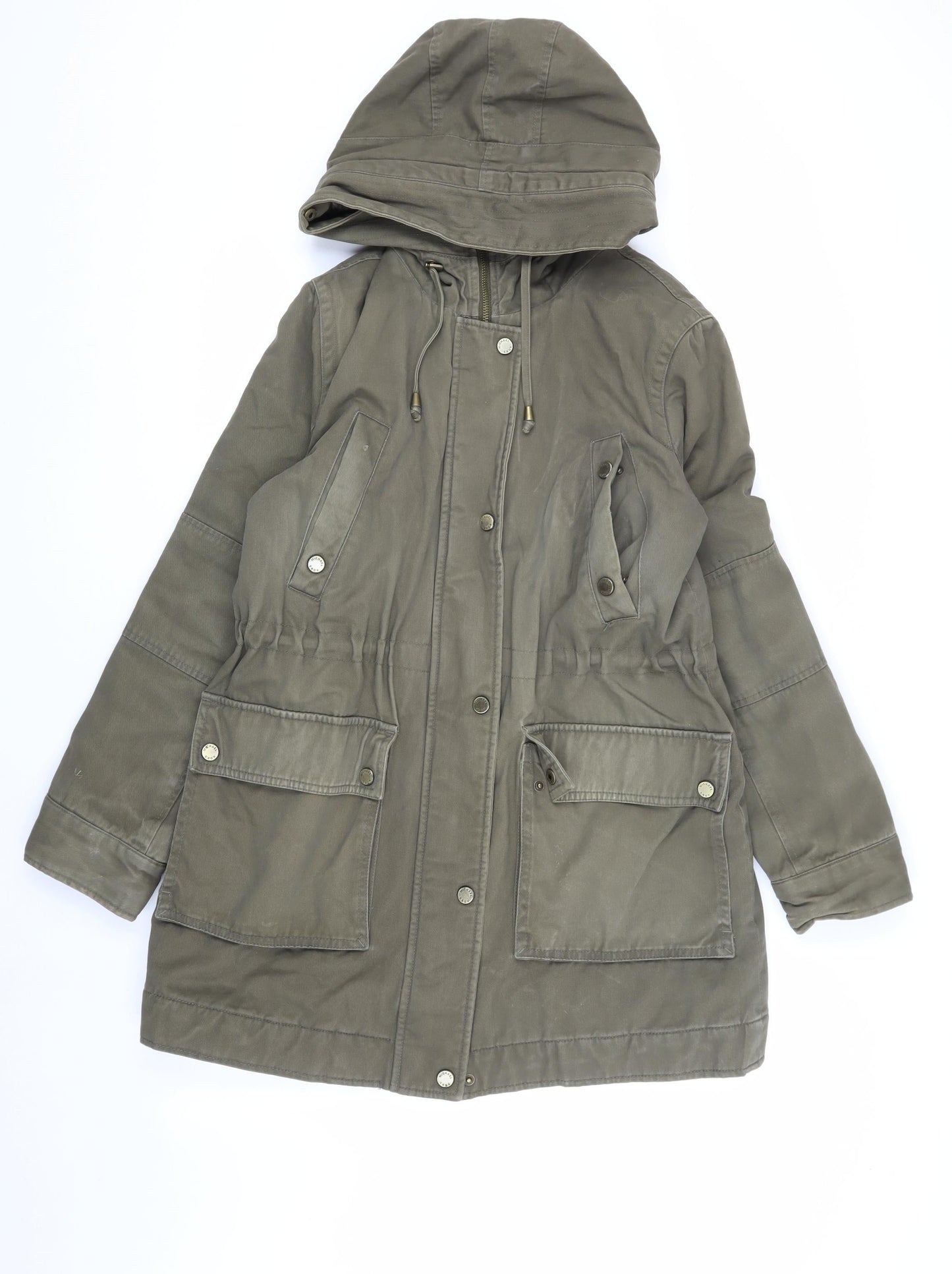 Michael Kors Women's Green Parka M Hooded Mid-Length