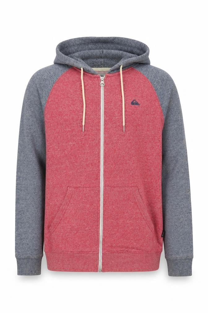Mens UK XS Regular Quiksilver Red Full Zip Hoodie