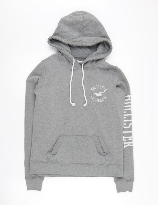 Hollister Women's Grey Pullover Hoodie XS, Logo Accent