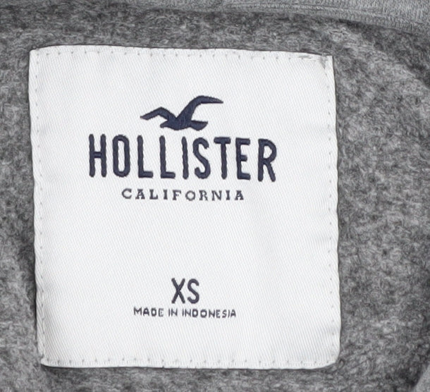 Hollister Women's Grey Pullover Hoodie XS, Logo Accent
