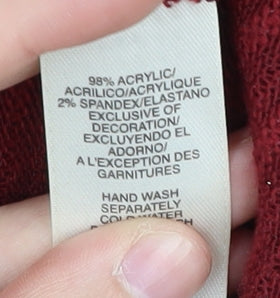 DKNY Jeans Women's Red V-Neck Pullover Jumper M