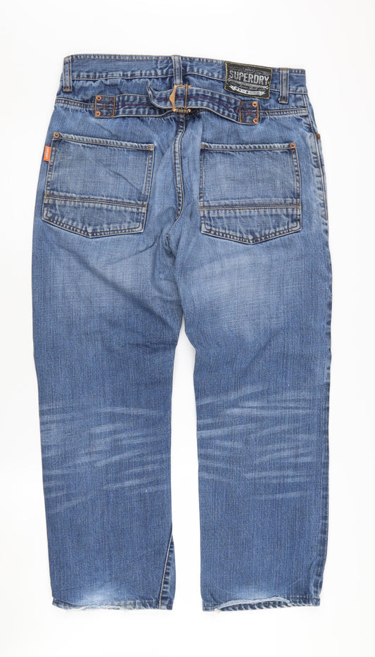 Superdry Men's Blue Distressed Denim Jeans Size 34