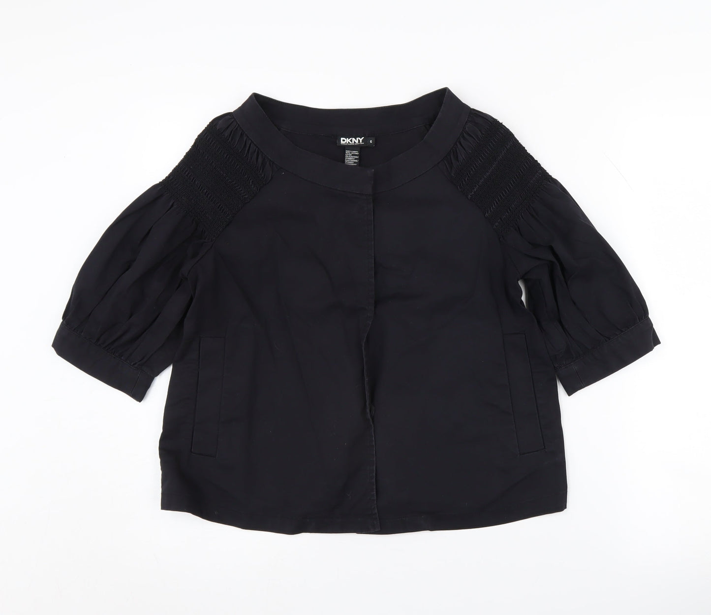 DKNY Women's Black 3/4 Sleeve Top Size 6