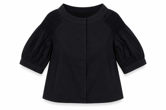 Womens UK Size 6 DKNY Black Cotton Blend Blouse