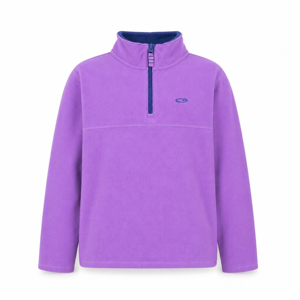 Front view of Champion girls’ purple 1/4 zip fleece sweatshirt l