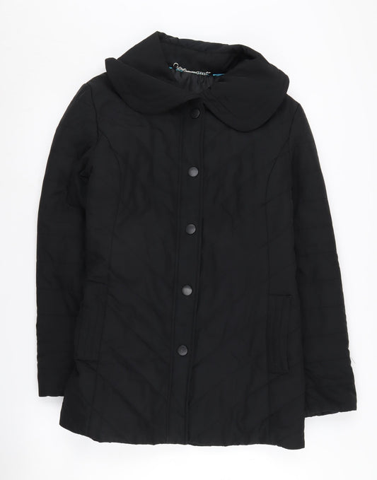 Laura Ashley Women's Black Quilted Coat - Size 14