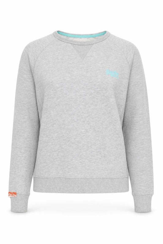 Womens UK S Regular Superdry Grey Pullover Sweatshirt
