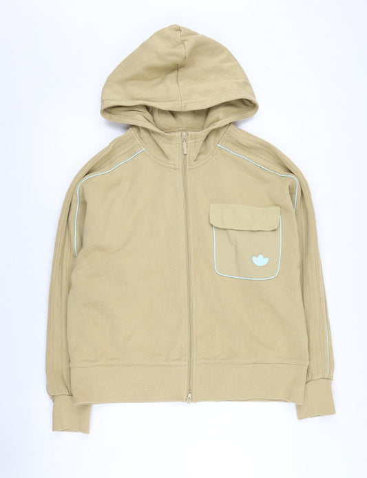 Adidas Women's Beige Full Zip Hoodie, Size 8