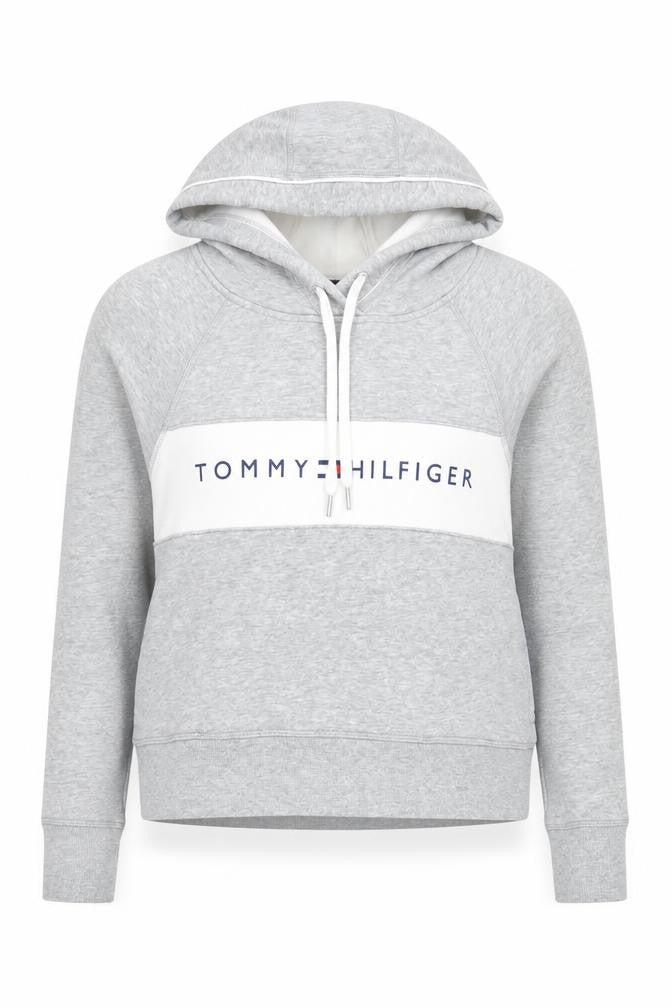 Womens UK M Regular Tommy Hilfiger Grey Pullover Hoodie