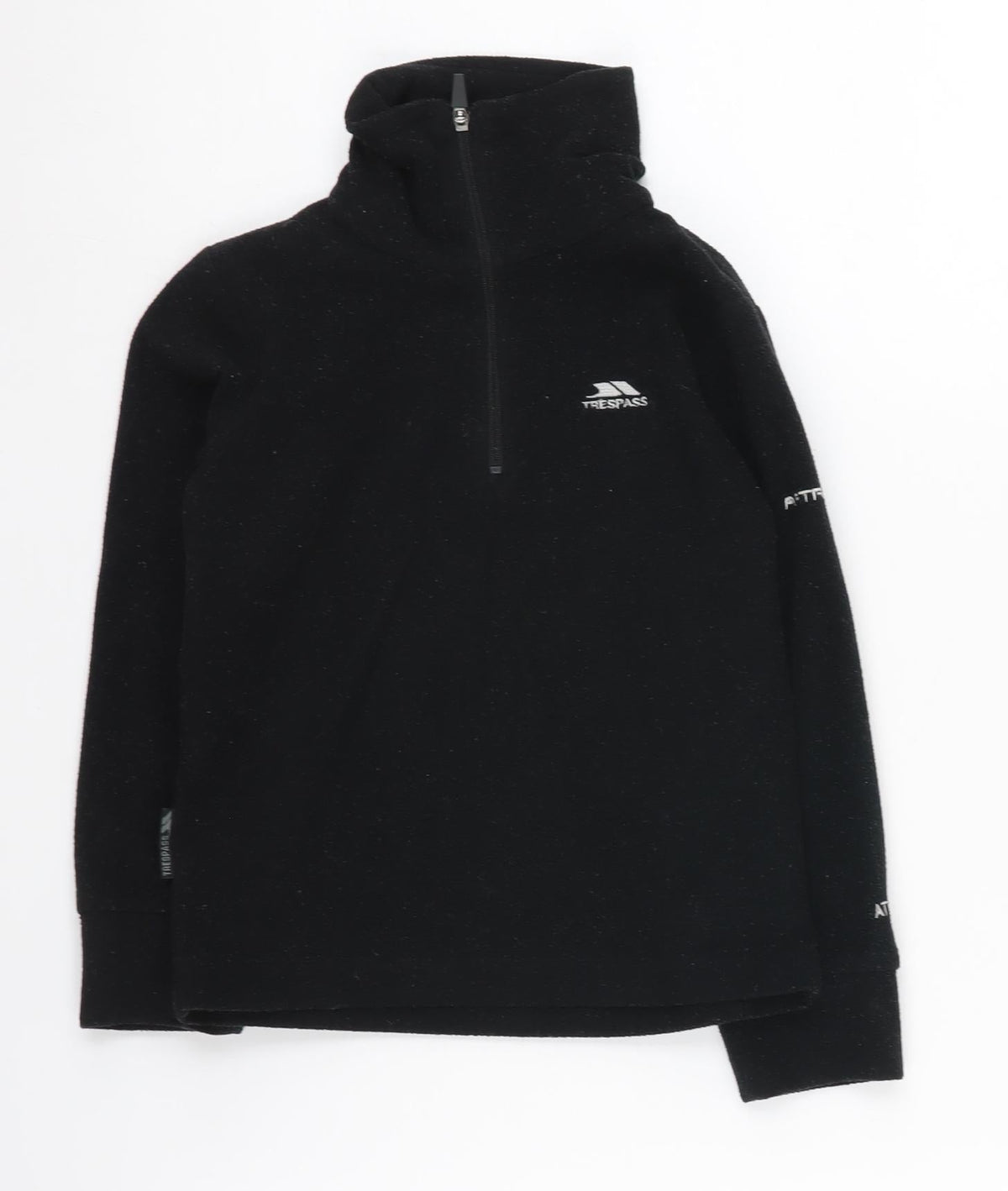 Additional front view of Trespass boys’ black 1/2 zip sweatshirt 2-3 years lightweight