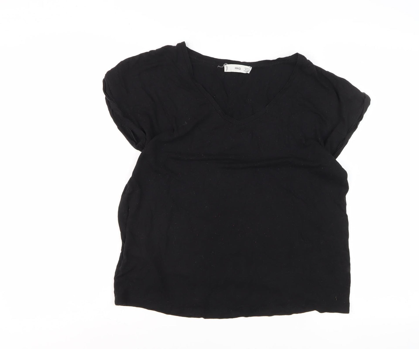 MNG Women's Black V-Neck Basic T-Shirt - Size L