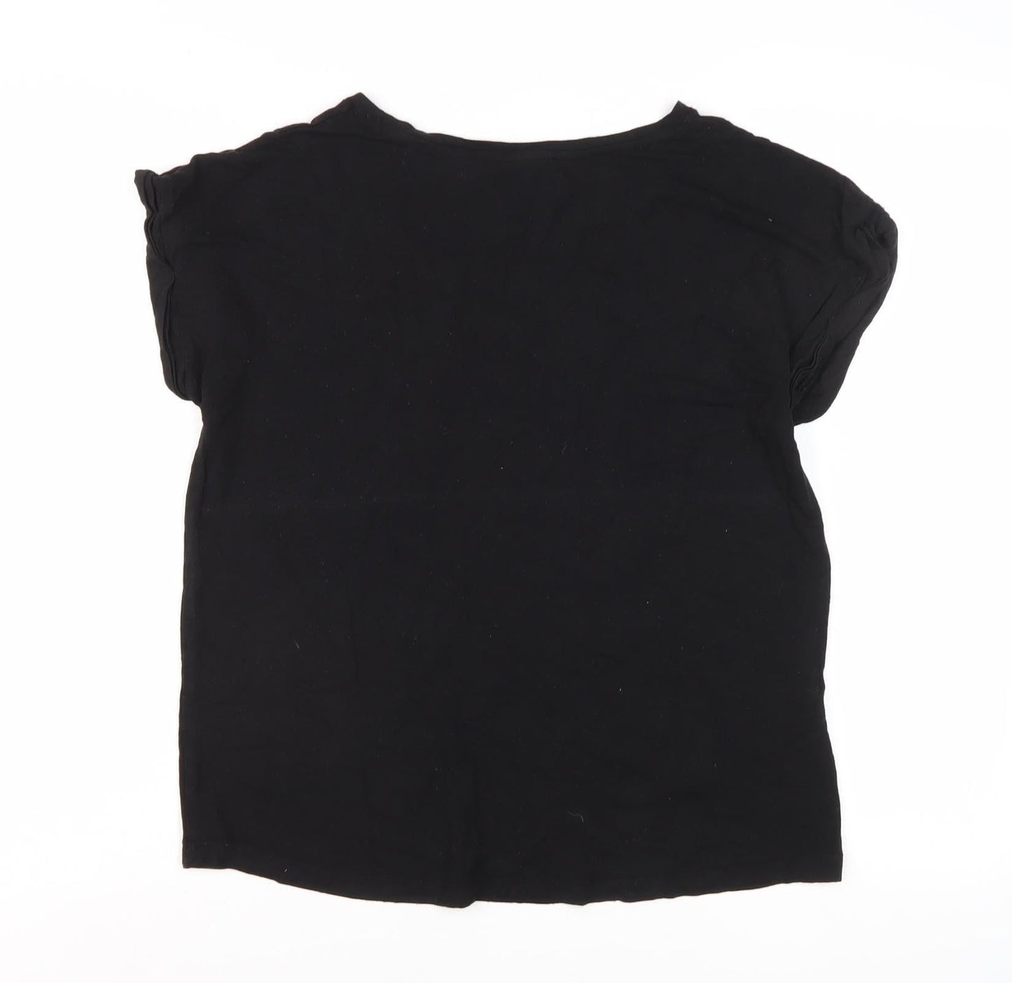 MNG Women's Black V-Neck Basic T-Shirt - Size L