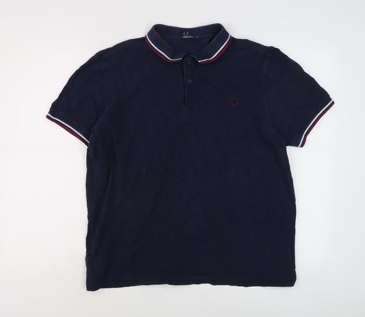 Fred Perry Men's Blue Polo XL Short Sleeve Collared