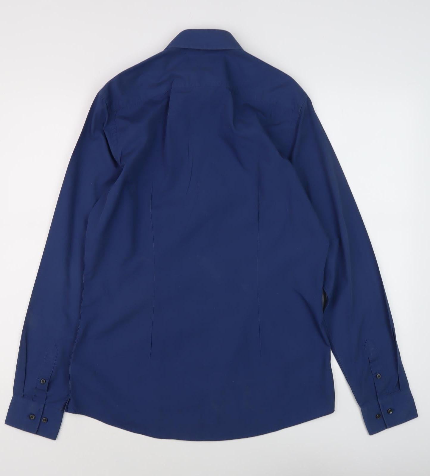 Next Men's Blue Slim Fit Dress Shirt, Size 15