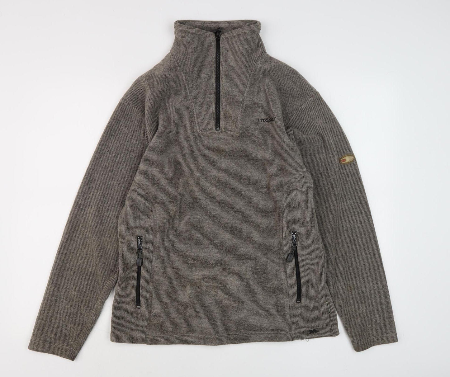 Trespass Grey Henley Sweatshirt Unisex L 1/4 Zip