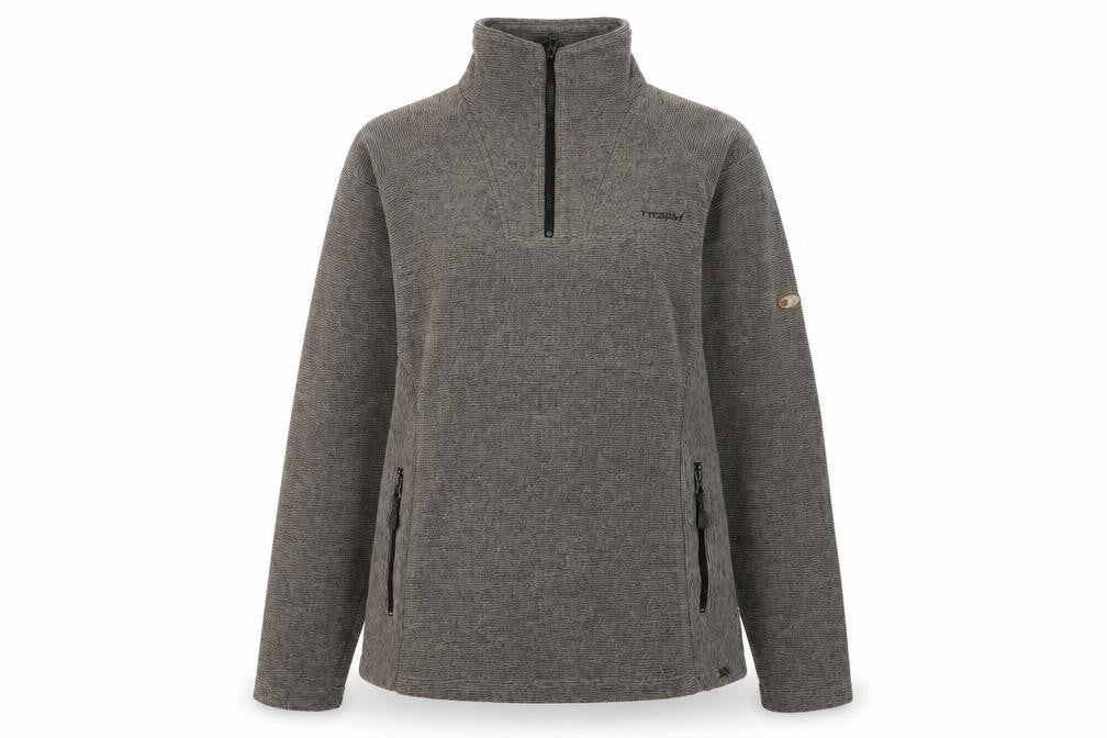 Unisex Adults UK L Regular Trespass Grey Henley Sweatshirt
