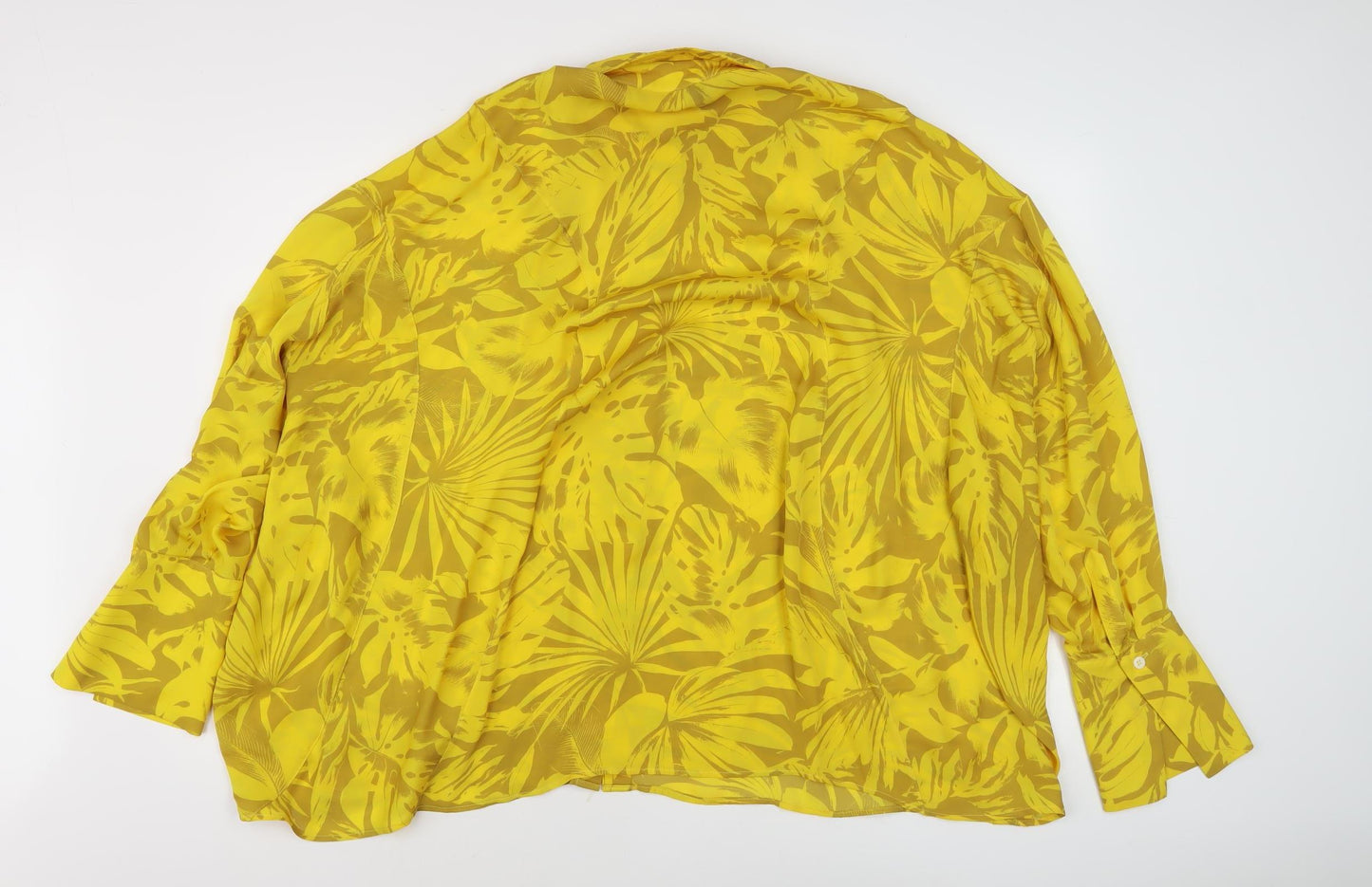 Topshop Women's Yellow Floral Blouse, Size 18, Long Sleeve