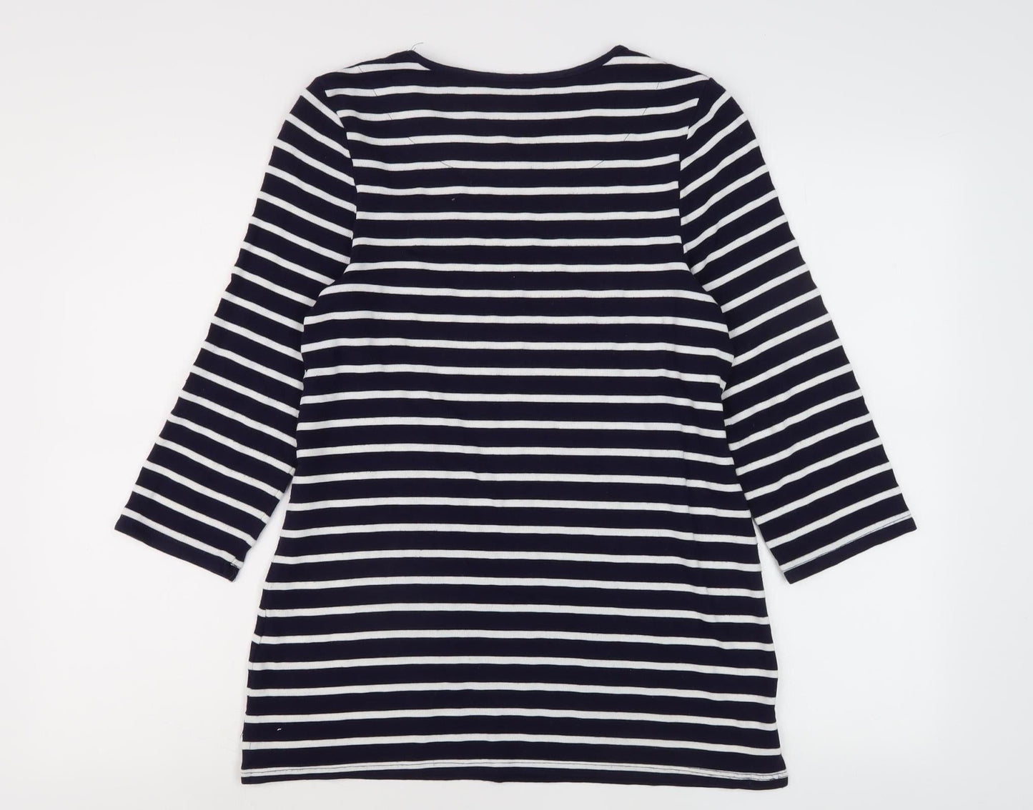 Roman Women's Blue Striped Tunic, Size 10, 3/4 Sleeve
