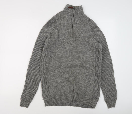 Racing Green Men's Grey Wool Pullover, Size M